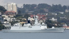 A Chinese Navel ship anchored in Sydney Harbour, Friday, June 7, 2019. Picture: Bianca De Marchi