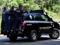 NSW Public Order and Riot Squad Police search near Bonny Hills on the NSW Mid North Coast for William. Picture: Dan Himbrechts.